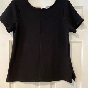 White House Black Market Textured Black Short Sleeve Top